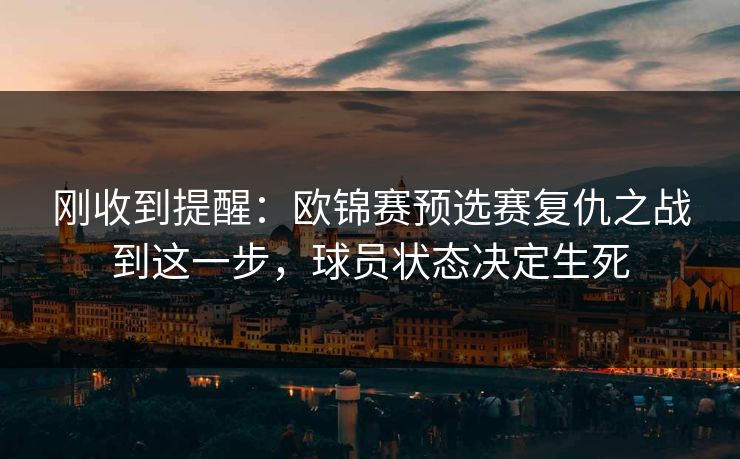 刚收到提醒：欧锦赛预选赛复仇之战到这一步，球员状态决定生死