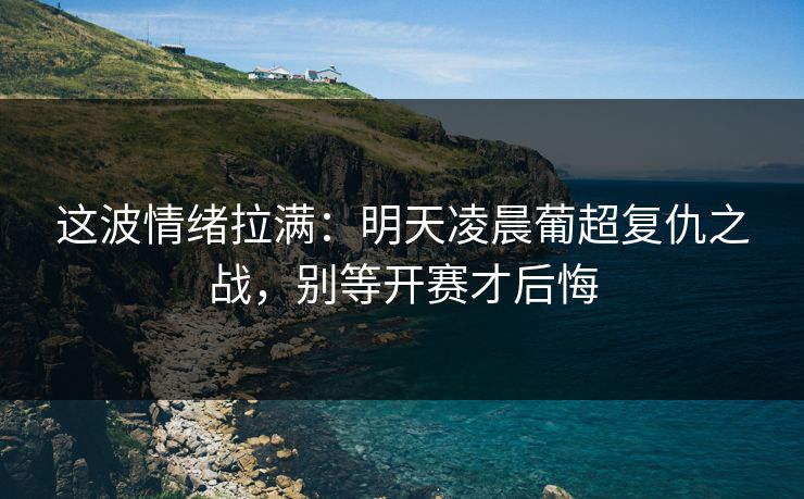 这波情绪拉满:明天凌晨葡超复仇之战,别等开赛才后悔 这波情绪拉满:明天凌晨葡超复仇之战,别等开赛才后悔